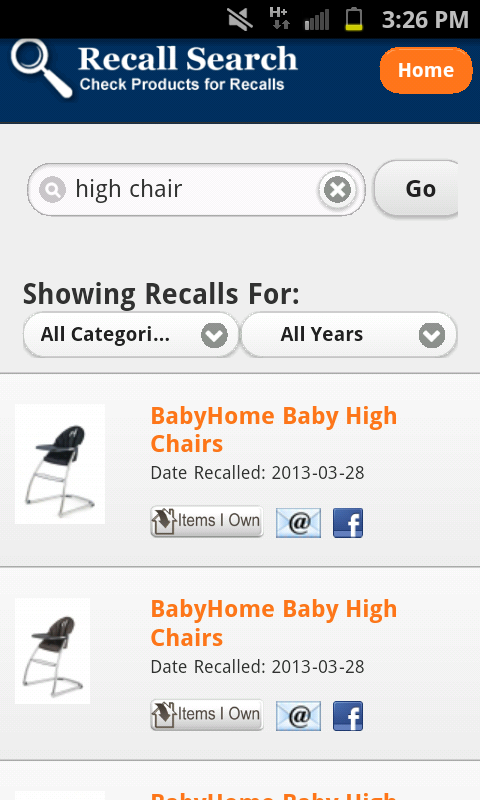 WeMakeItSafer Recall Search Results
